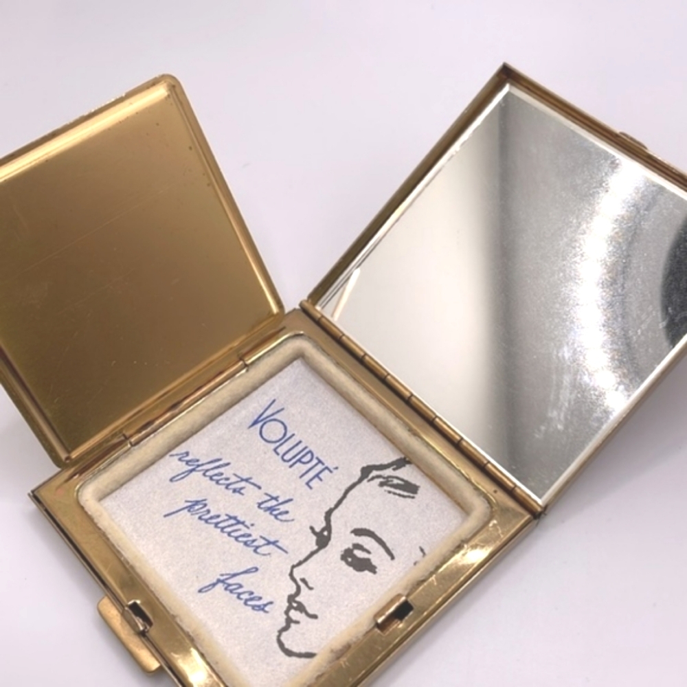 Volupte Vintage Gold Tone Compact 4-Leaf Clover with Original Box - Picture 6 of 15